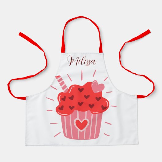 Big Cupcake Red Heart Kids Schürze (Vorderseite)