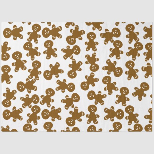 Big Cute Gingerbread Man Pattern on White Seidenpapier (Vorderseite)