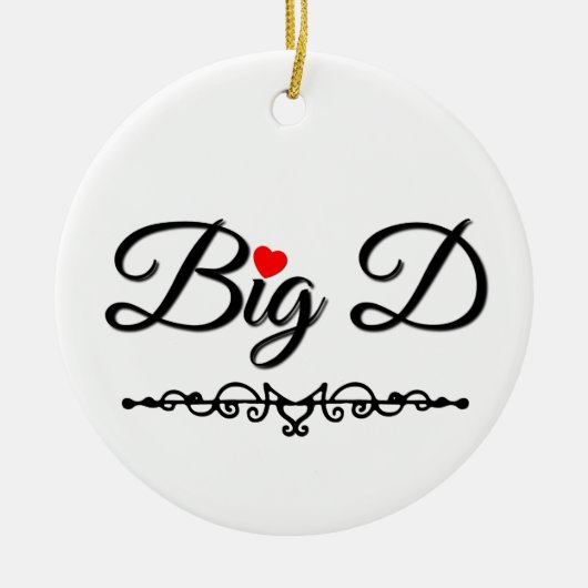 Big D mit rotem Herzen Keramik Ornament (Vorne)
