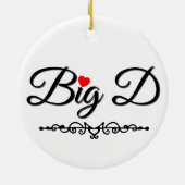 Big D mit rotem Herzen Keramik Ornament (Hinten)