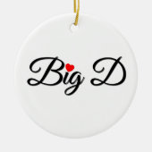 Big D mit rotem Herzen Keramik Ornament (Vorne)