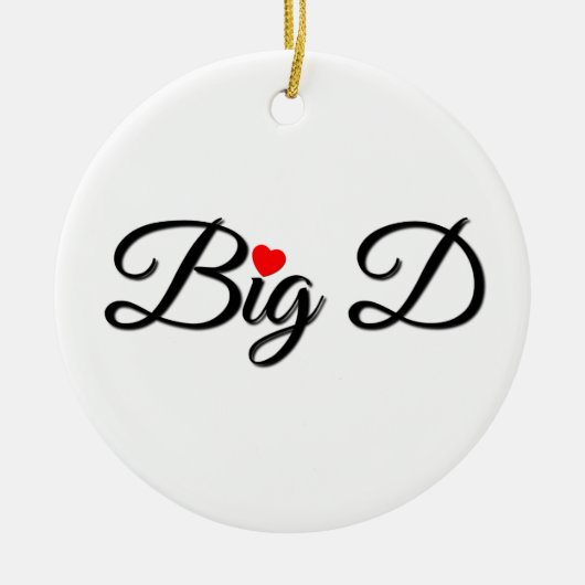 Big D mit rotem Herzen Keramik Ornament (Vorne)