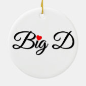 Big D mit rotem Herzen Keramik Ornament (Hinten)