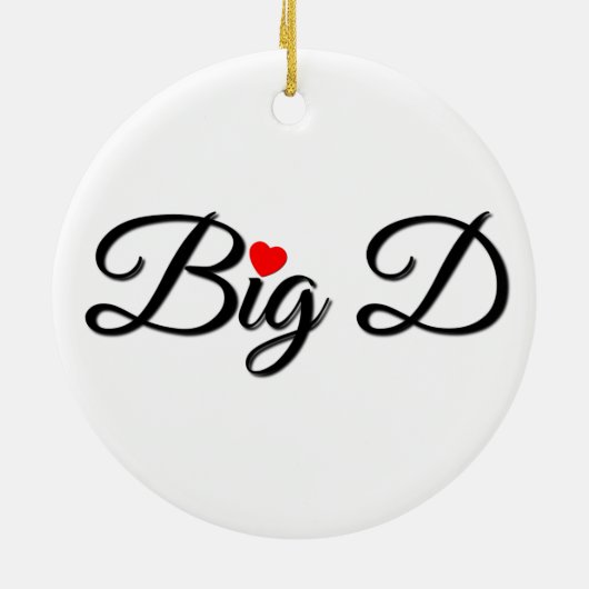 Big D mit rotem Herzen Keramik Ornament (Hinten)