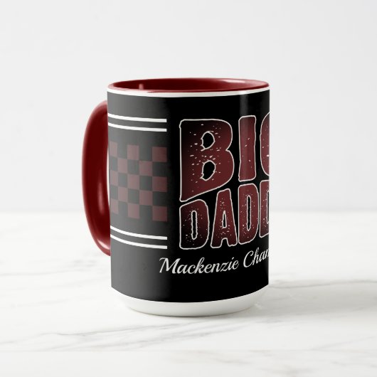 Big Daddy mit braunen Schachbretts und Name auf Bl Tasse (Vorderseite Links)