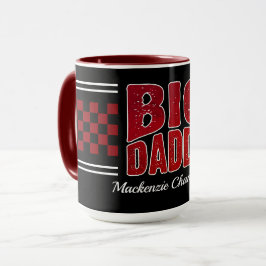 Big Daddy mit dunkelroten Schachbrettern und Name  Tasse