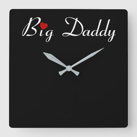 Big Daddy mit Red Heart Quadratische Wanduhr (Vorderseite)