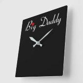 Big Daddy mit Red Heart Quadratische Wanduhr (Winkel)