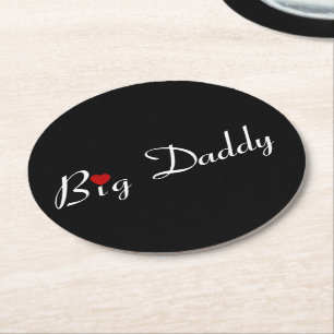 Big Daddy mit Red Heart Runder Pappuntersetzer