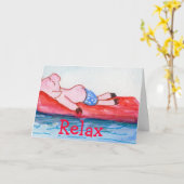 Big Daddy Pig schweben auf Raft am Strand Karte (Gelbe Blume)