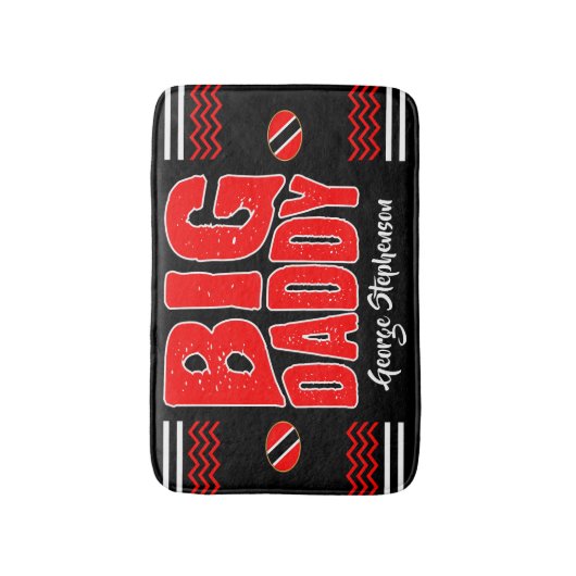 Big Daddy Trinidad Flag (Ihr Name) auf Black Badematte (Vorderseite Vertikal)