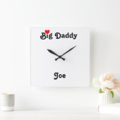 Big Daddy with Red Heart Square Wall Clock Quadratische Wanduhr (Zuhause)