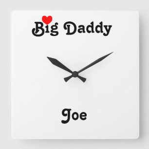 Big Daddy with Red Heart Square Wall Clock Quadratische Wanduhr