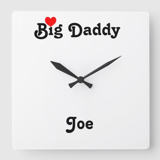 Big Daddy with Red Heart Square Wall Clock Quadratische Wanduhr (Vorderseite)