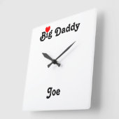 Big Daddy with Red Heart Square Wall Clock Quadratische Wanduhr (Winkel)