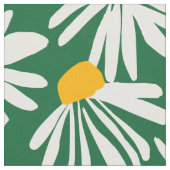 Big Daisy Green White Yellow Pattern Stoff (Nahaufnahme)