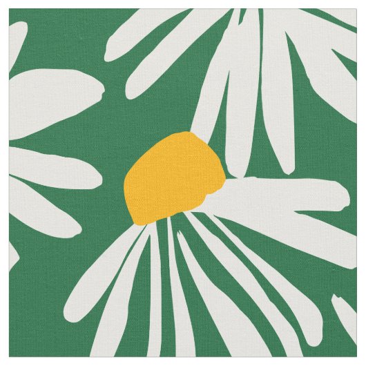 Big Daisy Green White Yellow Pattern Stoff (Nahaufnahme)