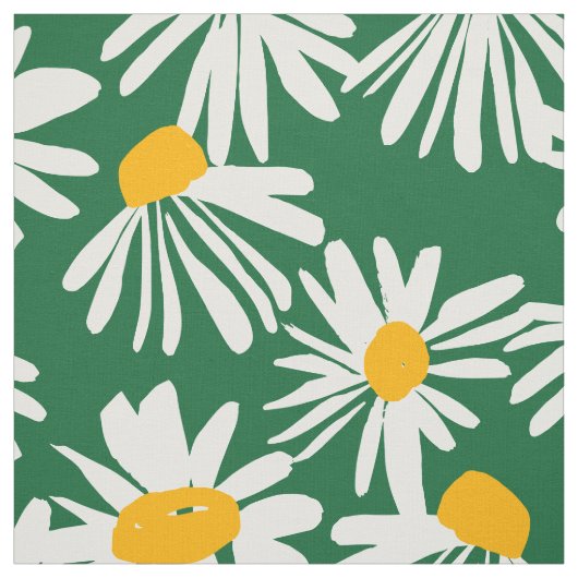 Big Daisy Green White Yellow Pattern Stoff (Muster)