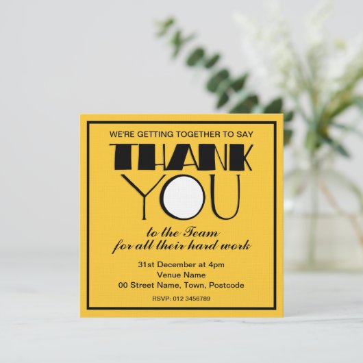 Big Dankeschön Black Danke Team Einladung (Stehend Vorderseite)