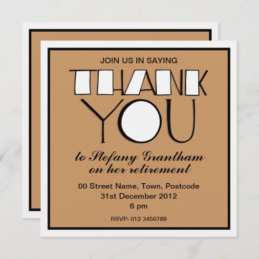 Big Dankeschön, White Retirement Einladung (Vorne/Hinten)
