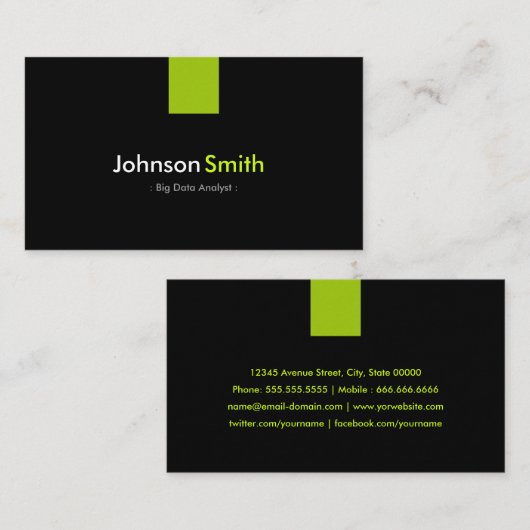 Big Data Analyst Moderne Minze Grün Visitenkarte (Vorne/Hinten)