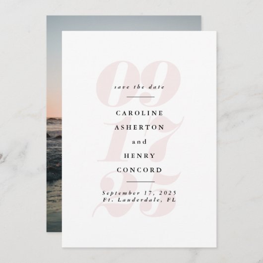 Big Date Großes Foto Rosa Save The Date (Vorne/Hinten)