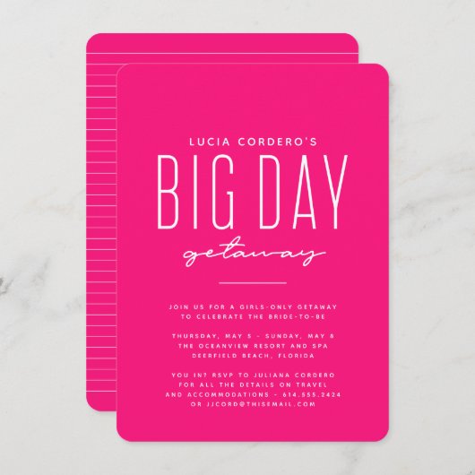 Big Day Ausflug Junggeselinnen-Abschied heißen ros (Vorne/Hinten)