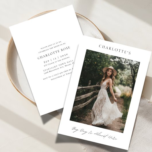 Big Day Simple Rustic Boho Brautparty Foto Einladung