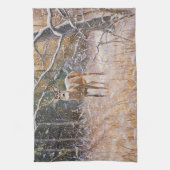 Big Deer Buck in Snow Fallende Kunst Küchentuch (Vertikal)