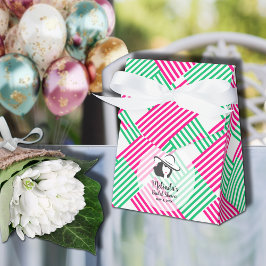 Big Derby Hat Lady Hot Pink Green Stripes Zelt Geschenkschachtel