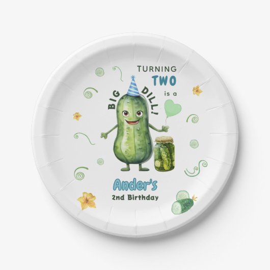 Big Dill Pickle Boy Birthday Any Age Pappteller (Vorderseite)