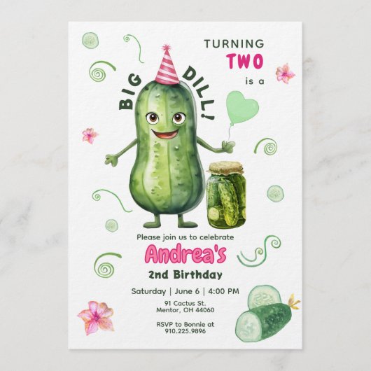 Big Dill Pickle Girl Birthday Any Age Einladung (Vorderseite)