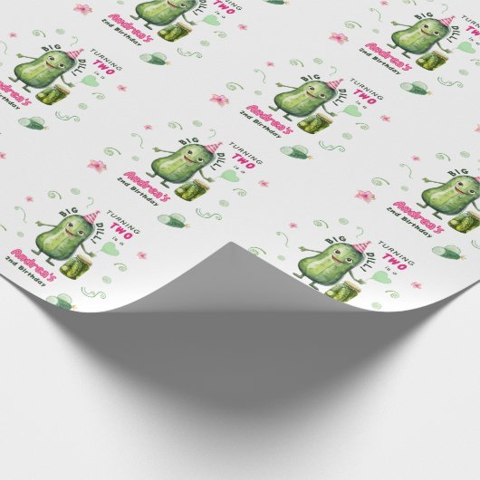 Big Dill Pickle Girl Birthday Any Age Geschenkpapier (Ecke)