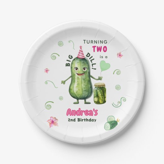Big Dill Pickle Girl Birthday Any Age Pappteller (Vorderseite)