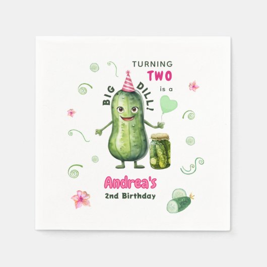 Big Dill Pickle Girl Birthday Any Age Serviette (Vorderseite)