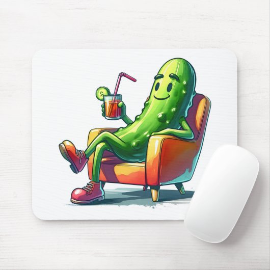 Big Dill Pickle in einem roten Stuhl Mousepad (Mit Mouse)