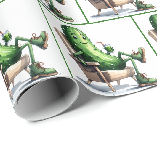 Big Dill Pickle sitzt im Stuhl Geschenkpapier (Rolleneckpunkt)