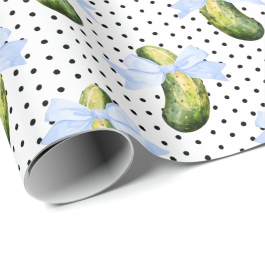 Big Dill Watercolor Pickle & Bow Baby Shower Geschenkpapier (Rolleneckpunkt)