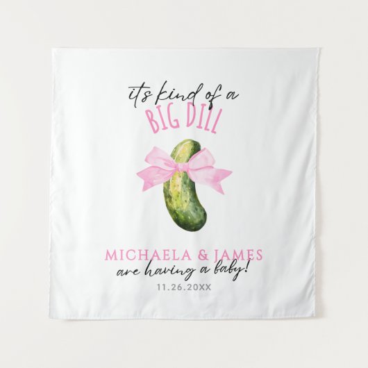 Big Dill Watercolor Pickle Couple's Baby Shower Wandteppich (Vorderseite)