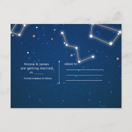 Big Dipper Star Gazing Constellation Save the Date Ankündigungspostkarte (Rückseite)