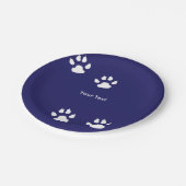 Big Dog Paw druckt auf Blue Pappteller (Schrägansicht)