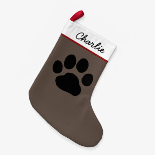Big Dog Paw Print   Niedlicher Urlaub von Canine L Kleiner Weihnachtsstrumpf