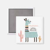 Big Dreamer Llama mit Kaktus Magnet (Vorderseite/Rückseite)