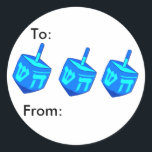 Big Dreidel-Paketaufkleber Runder Aufkleber<br><div class="desc">Ein großes blaues Dreifach,  das jeden daran erinnert,  dass der Leuchtturm hier ist! Happy Chanukah</div>