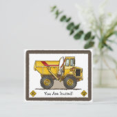 Big Dump Truck Construction Kids Party Einladung (Stehend Vorderseite)