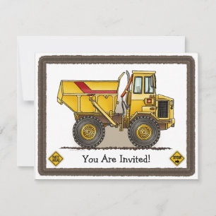 Big Dump Truck Construction Kids Party Einladung