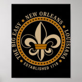 Big Easy New Orleans Louisiana Fleur De Lis Establ Poster (Vorne)