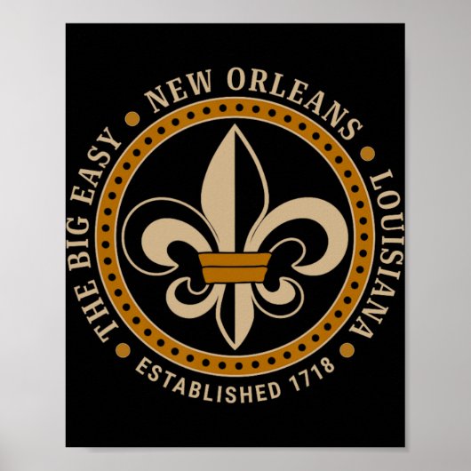 Big Easy New Orleans Louisiana Fleur De Lis Establ Poster (Vorne)