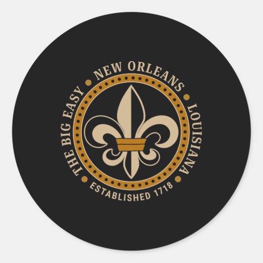 Big Easy New Orleans Louisiana Fleur De Lis Establ Runder Aufkleber (Vorderseite)