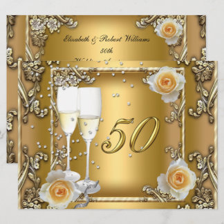 Big Elegant Gold 50. Hochzeitstag Party Einladung